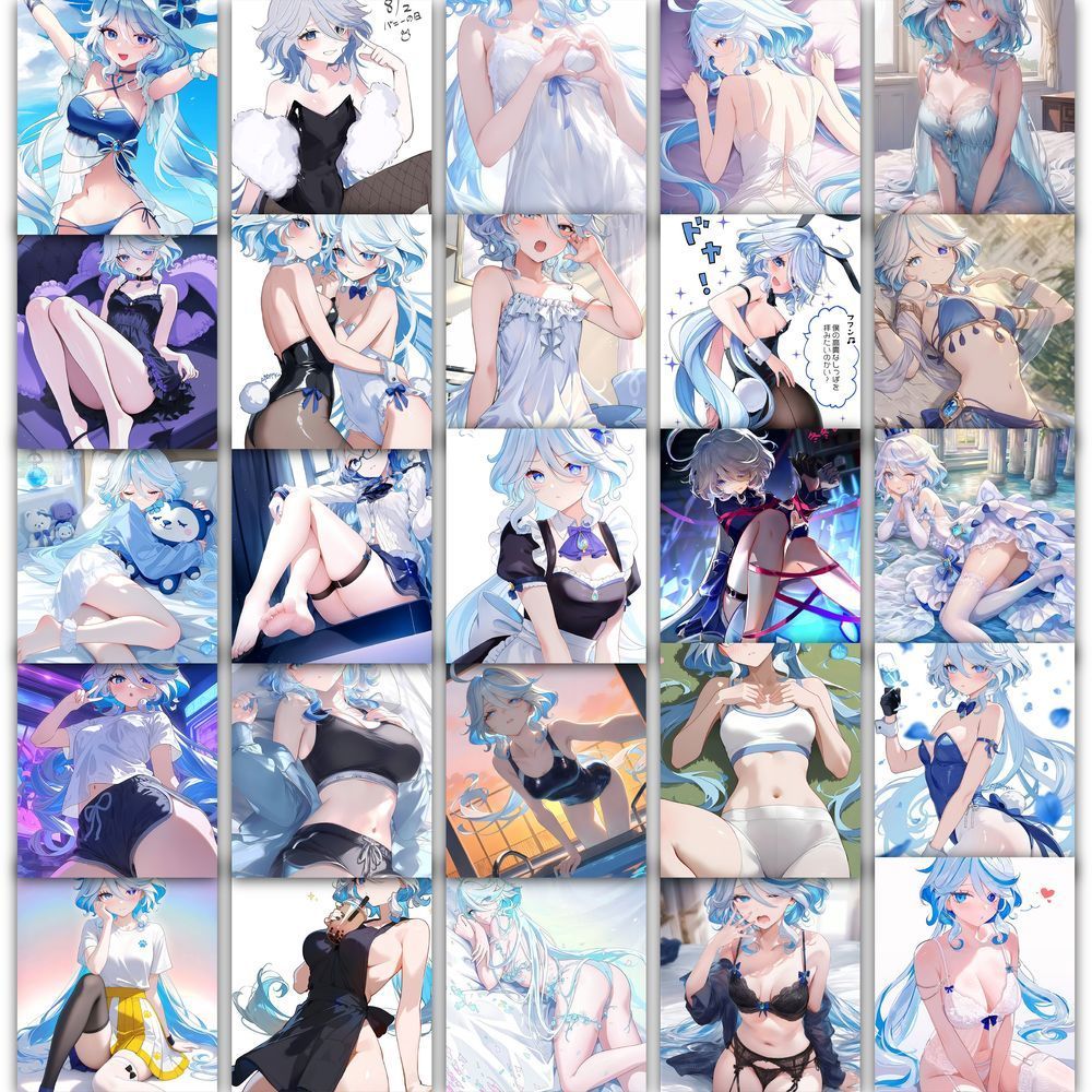 63pcs sexy cartoon anime game character stickers by Fu Ningna for decorating journals, notebooks, and desktops.