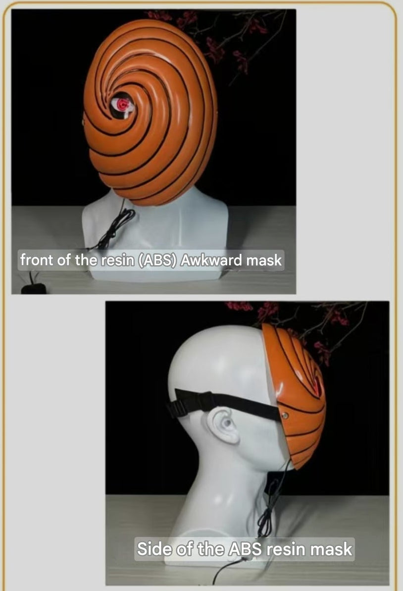 ABS resin collector's edition Naruto light-up Sharingan mask, cosplay prop for Uchiha Obito/Tobi.