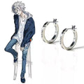 Classic hoop earrings with letter pattern and distressed finish, inspired by the anime character Kaworu Yoneyama. Suitable for both men and women.
