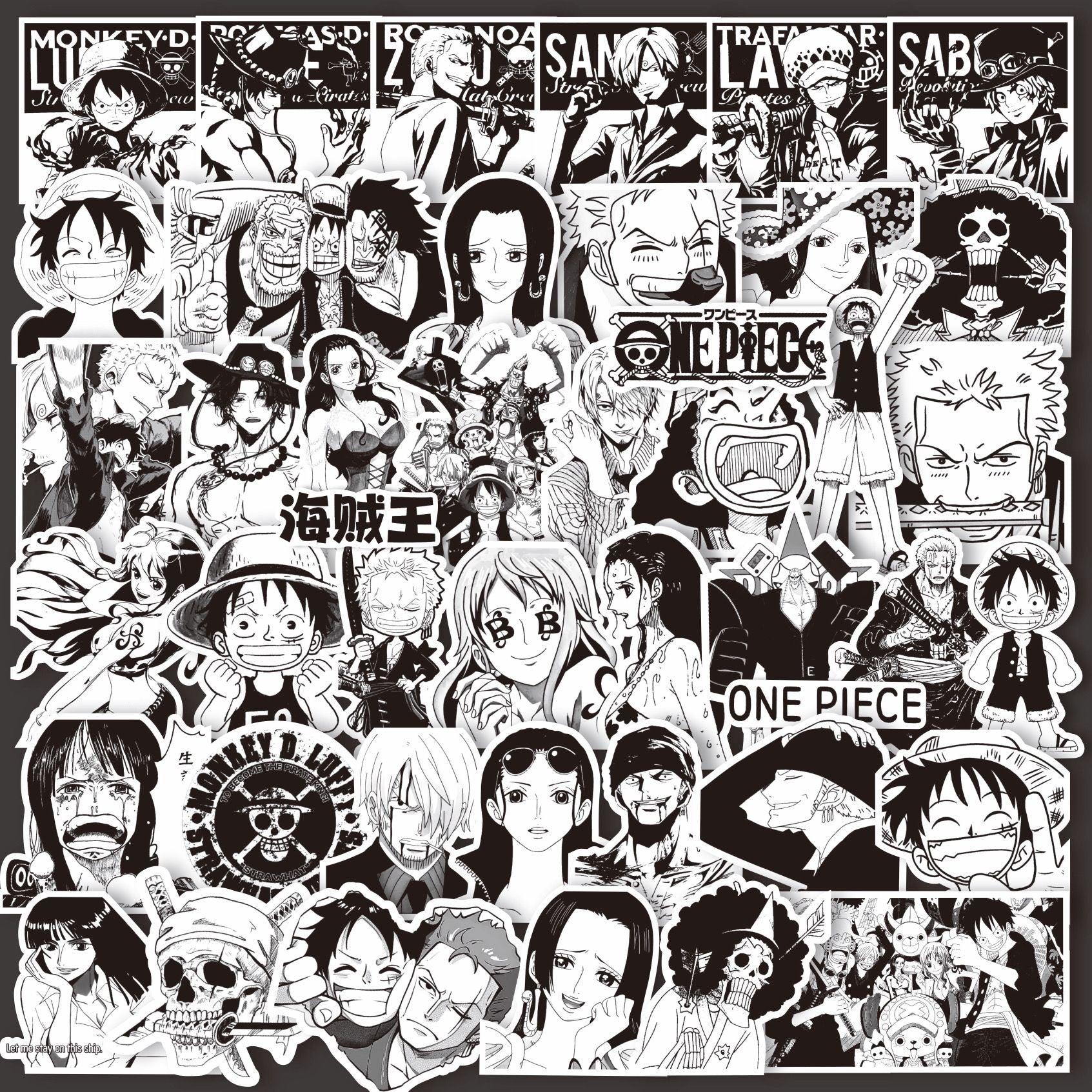 65pcs Japanese anime stickers, NANA merchandise, black and white anime stickers, anime manga stickers.