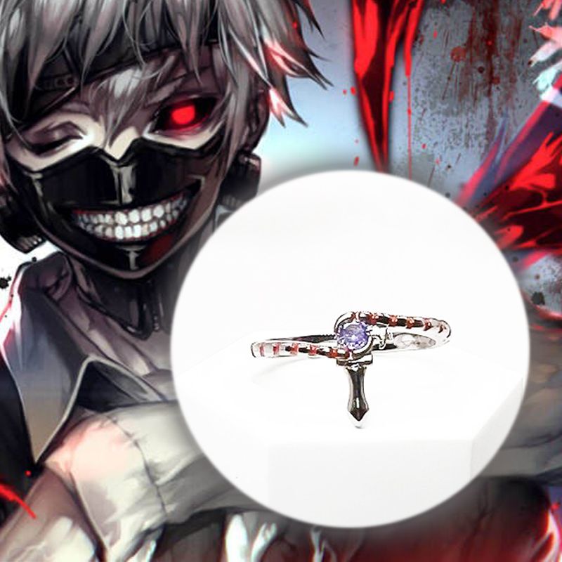 Anime merchandise, Tokyo Ghoul Kaneki Ken-themed ring, adjustable ring for cosplay, suitable for both men and women.