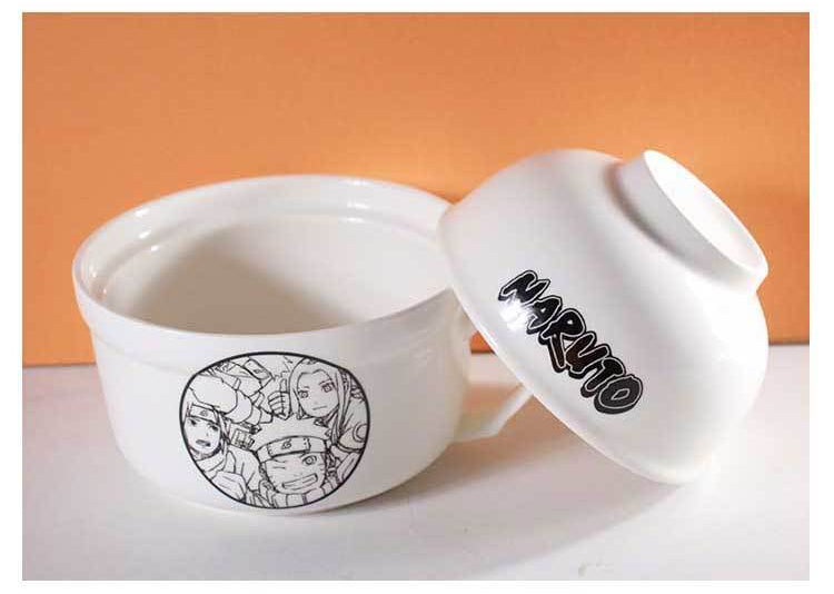 Gintama, Naruto, One Piece instant noodle cup/bowl with lid and handle, large size, suitable for students and dormitories, with lid to prevent burns.