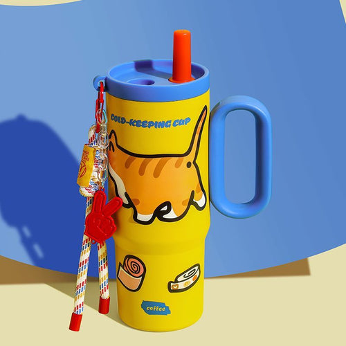 316 Mega Straw Insulated Water Bottle, Large Capacity, High-Value Style, New Model for Women