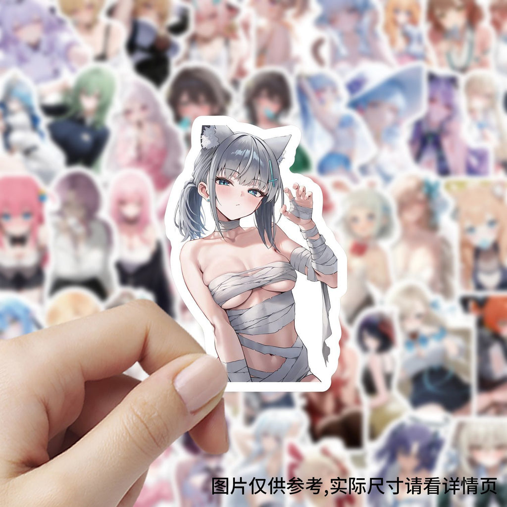 120pcs cute and sexy anime-style stickers for decorating journals and notebooks.