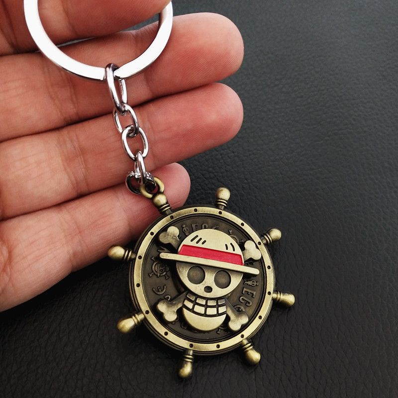 One Piece Luffy logo rotatable alloy keychain pendant, anime merchandise