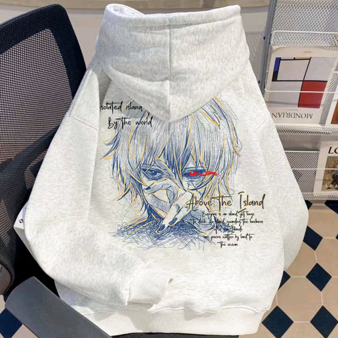 Tokyo Ghoul Kaneki Ken Print Hooded Sweatshirt, Trendy Anime Style, Fits Youth, Fleece Lined and Thick