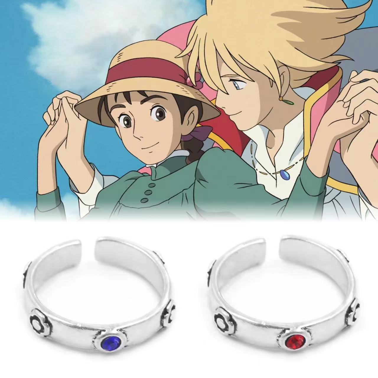Howl's Moving Castle ring, Miyazaki Hayao Sophie ring, anime peripheral, adjustable opening, role-playing accessory.