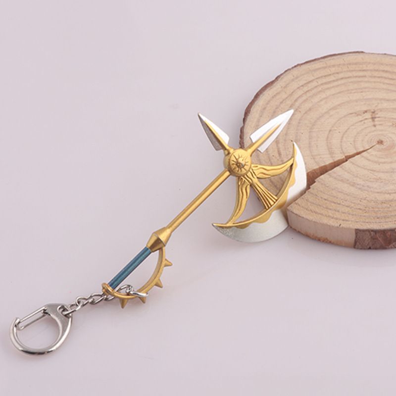Anime Merchandise: Seven Deadly Sins Escanor Weapon Keychain, 2D Metal Gift Charm