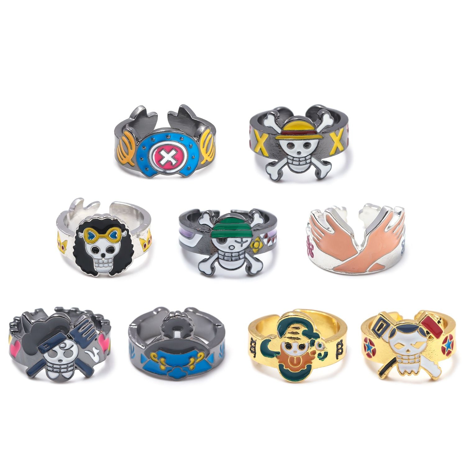 Popular One Piece Straw Hat Pirates Rings - Unique Luffy, Zoro, Sanji, Nami, Robin, and Chopper Cosplay Rings
