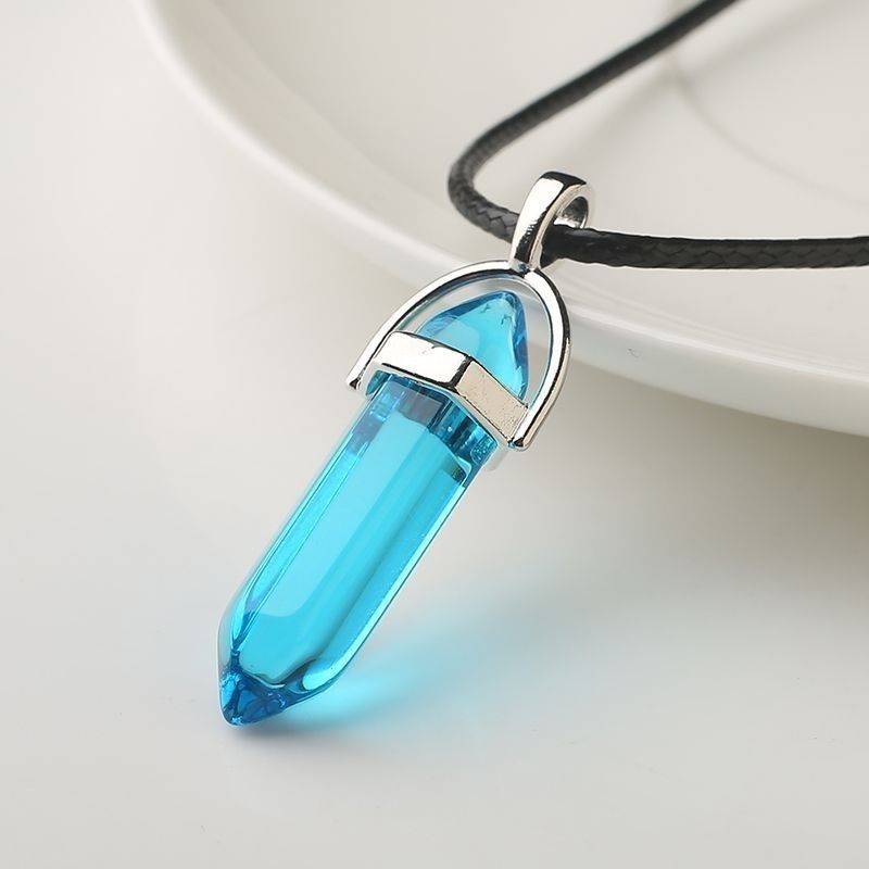 Pendulum Blue Crystal Naruto Cosplay Wishing Stone Luxury Necklace for Men and Women, Student Gift, Sweater Chain