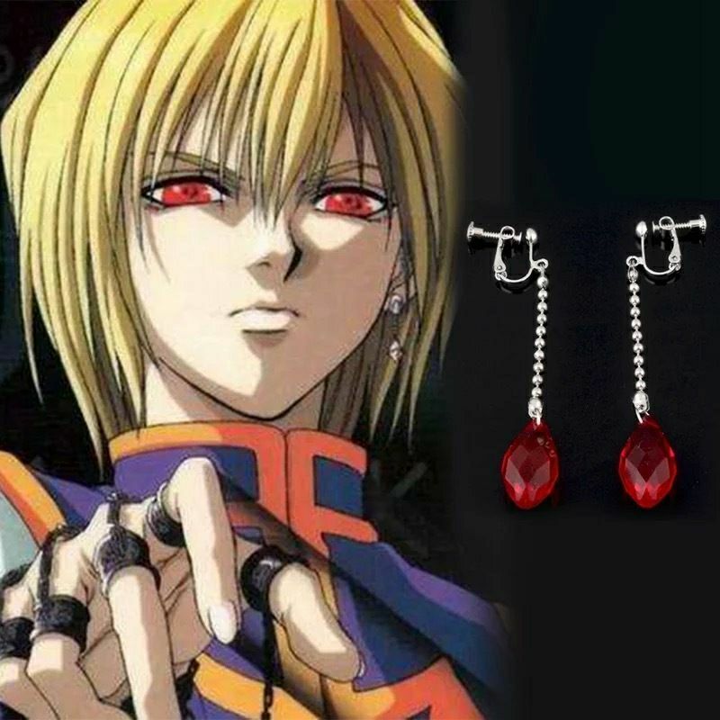Hunter x Hunter teardrop pendant earrings, Kurapika long earrings, cosplay jewelry