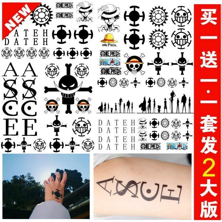 One Piece temporary tattoo set, Shichibukai Trafalgar Law cosplay finger design, Luffy ONE PIECE waterproof.