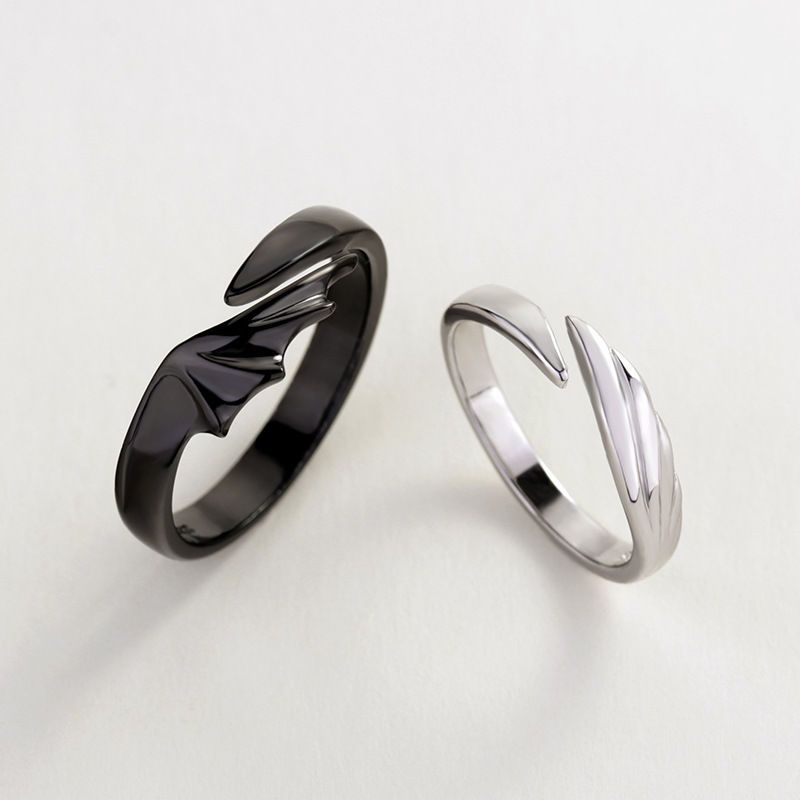 Devil and Angel Couple Rings, Silver Plated, Unique Design, Trendy and Stylish, Adjustable for Men and Women