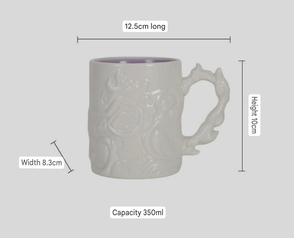 BANDAI One Piece Luffy Embossed Mug, Men's Water Bottle, Ceramic Coffee Mug, Retro White, Simple