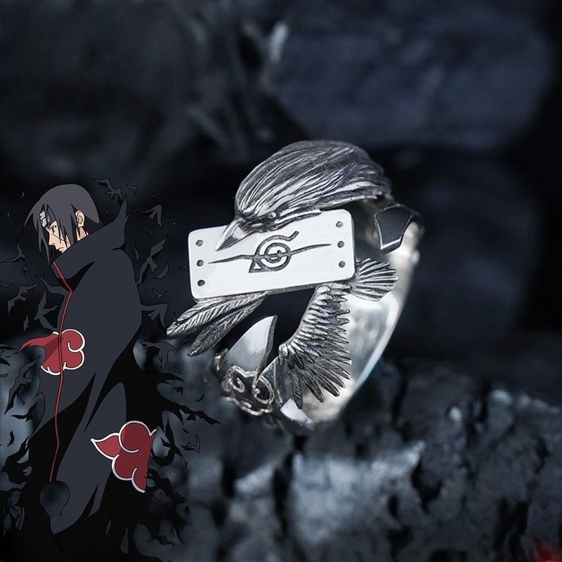 Naruto anime-themed ring, irregular design, versatile, Uchiha Itachi kaleidoscope jewelry, a great gift for friends.