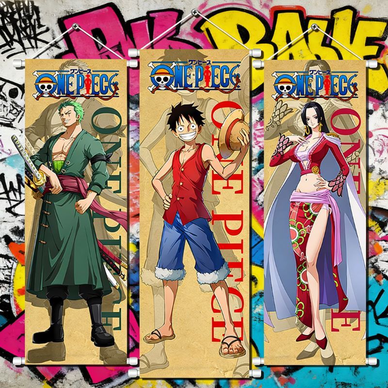 One Piece wall hangings, silk posters, murals, scrolls, wall decorations, Luffy and Zoro One Piece merchandise.