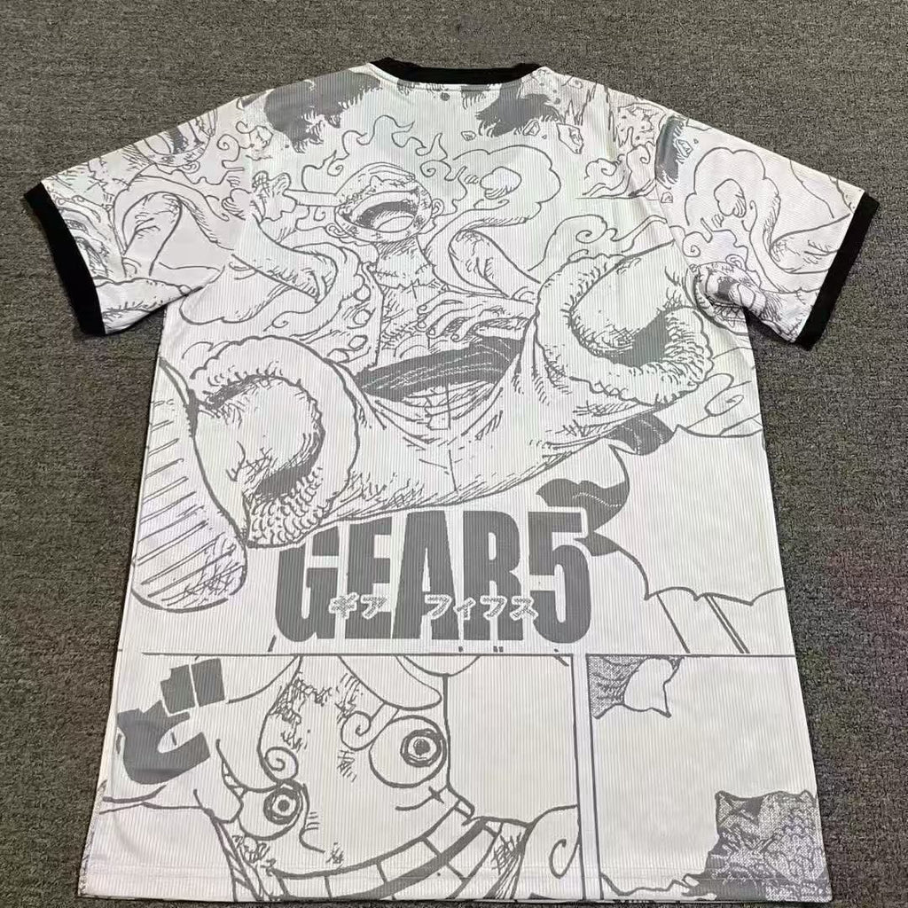 Summer New One Piece Anime Japan National Team Collaboration Jersey Short-Sleeve 3D Printed Quick-Drying T-Shirt with Printed Number