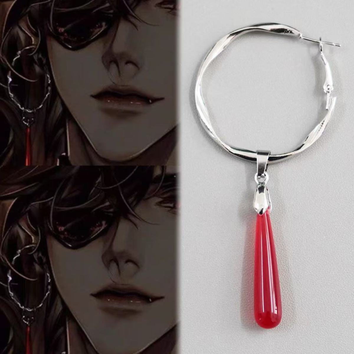Heaven Official's Blessing cosplay Hua Cheng style earrings, minimalist unisex earrings, anime-themed earrings.