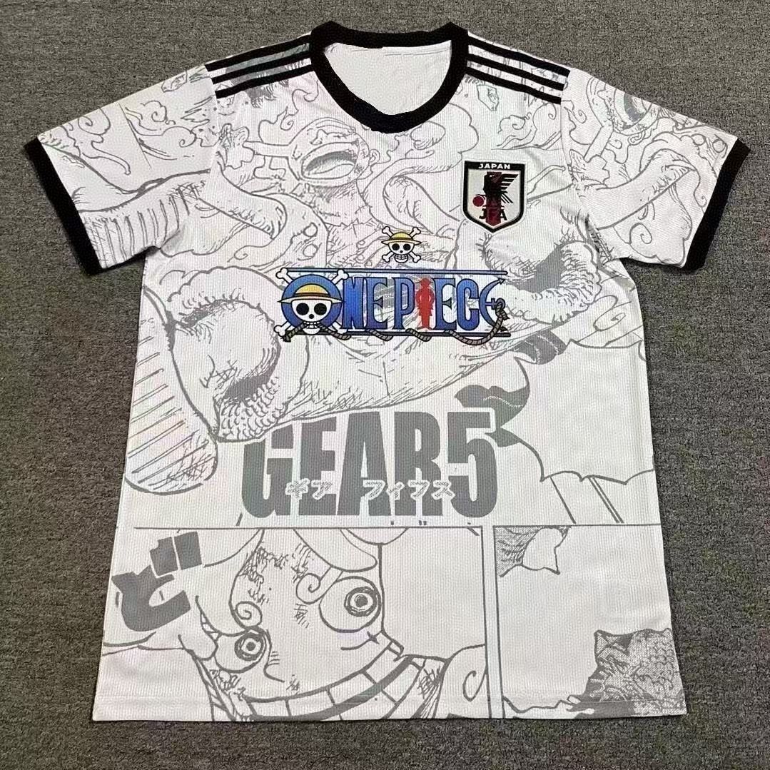 Summer New One Piece Anime Japan National Team Collaboration Jersey Short-Sleeve 3D Printed Quick-Drying T-Shirt with Printed Number