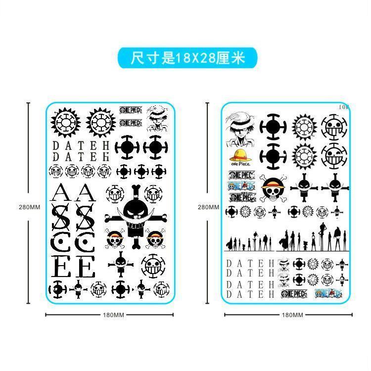 One Piece temporary tattoo set, Shichibukai Trafalgar Law cosplay finger design, Luffy ONE PIECE waterproof.
