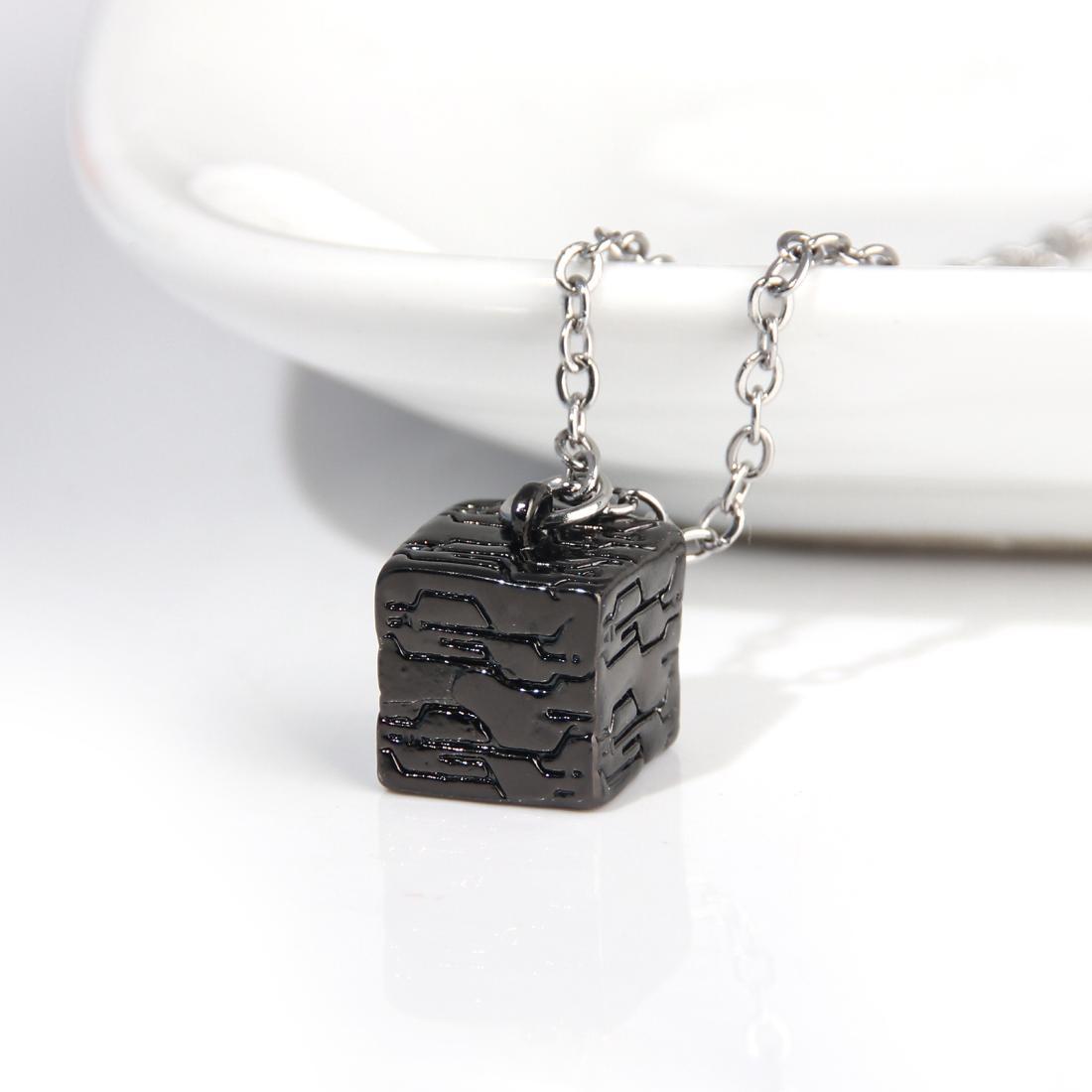 NieR: Automata Black Box Necklace - Sweet, Cool, Simple, Geometric Cube Collarbone Chain Pendant