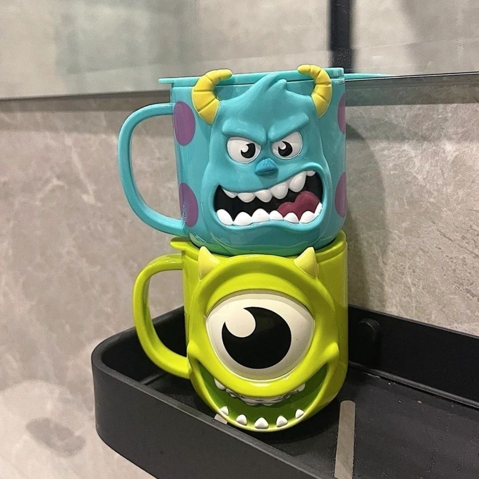 Cute Stitch cartoon mouthwash cup, girly water cup, creative toothbrush cup for students and soft girls, with handle