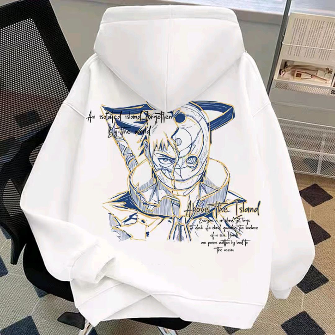 Naruto Uchiha Obito Print Fleece Hooded Sweatshirt, 2D Autumn/Winter Style