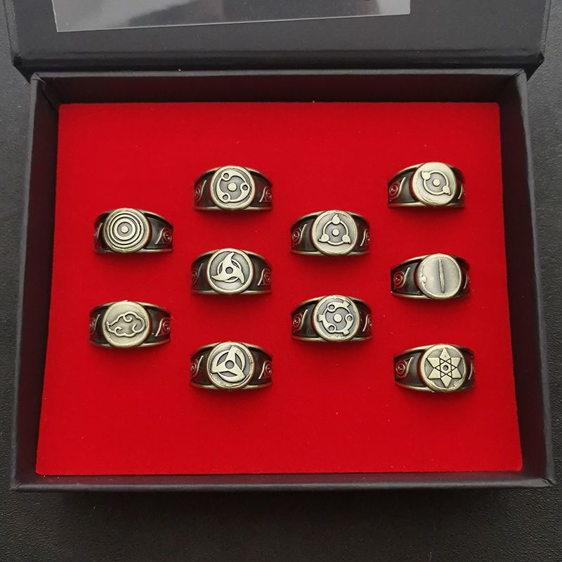 Naruto Rings - Akatsuki Organization Uchiha Itachi Ring Set - Anime Merchandise Jewelry