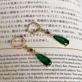 Howl's Moving Castle anime earrings, green crystal cosplay ear clips/hoops/jewelry.