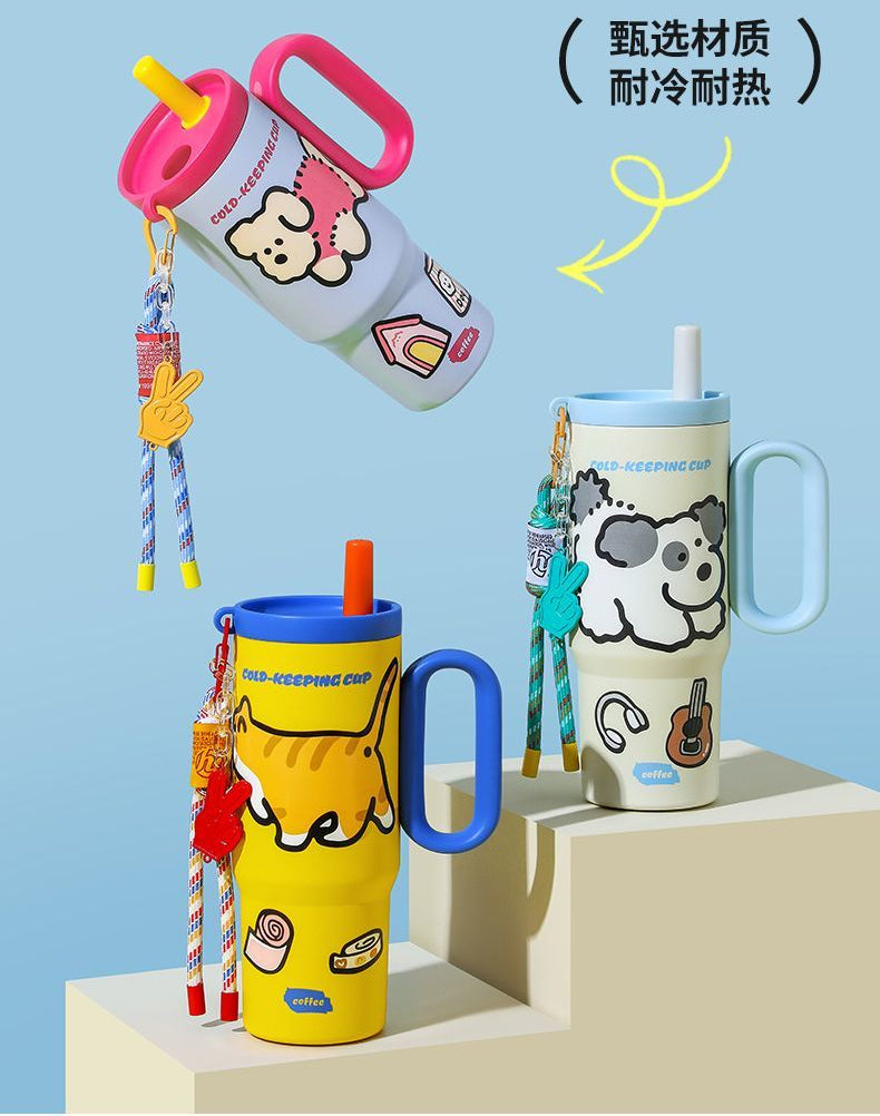 316 Mega Straw Insulated Water Bottle, Large Capacity, High-Value Style, New Model for Women