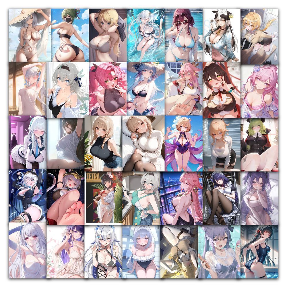 63pcs sexy anime female character images, high-quality cartoon game merchandise, DIY decorations, journal stickers