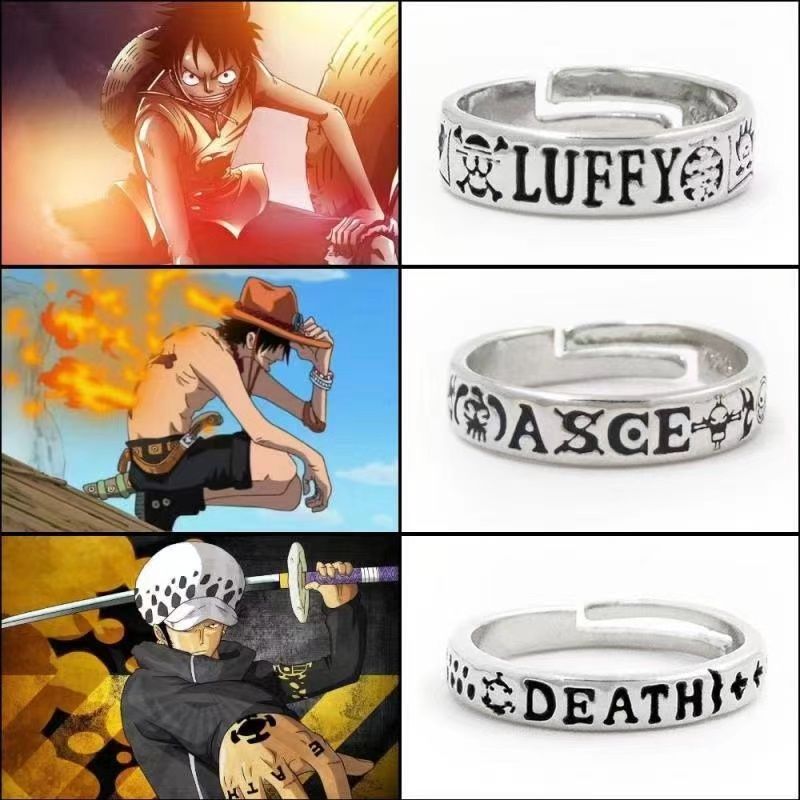 One Piece Traza Ring, a niche item on Instagram, featuring Straw Hat Pirates Ace and Fire Fist rings, cosplay anime merchandise.