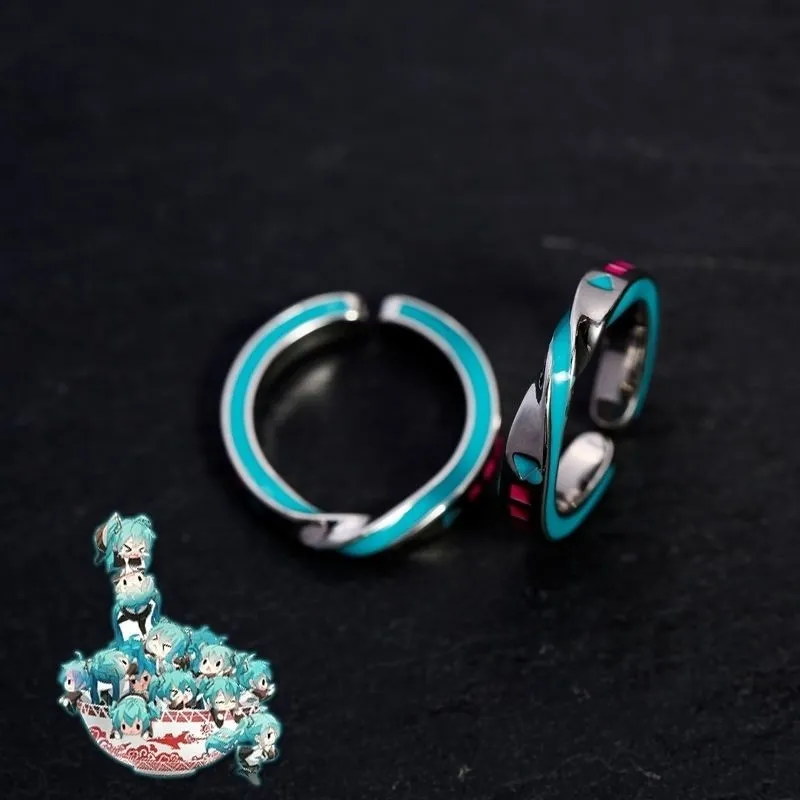 New Hatsune Miku ring, anime merchandise, Möbius single loop ring, jewelry gift for friends.