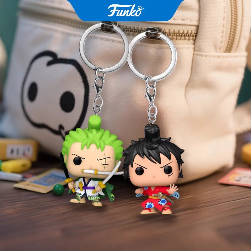 Cross-border cartoon anime One Piece figurines, anime merchandise, keychains, Luffy in kimono, Zoro keychains